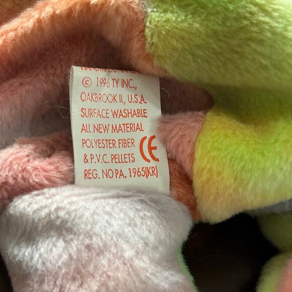 TY Beanie Buddies Peace Bear Beanie Baby 9in Tie Dye Retired 1996 Plush NEW - Picture 5 of 8